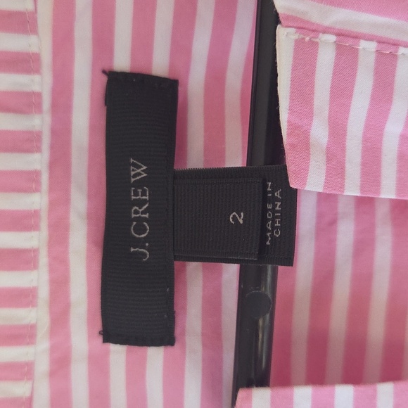 J.Crew Striped Top 2 Cotton Bell Sleeve NWOT Pink and White - Picture 3 of 6